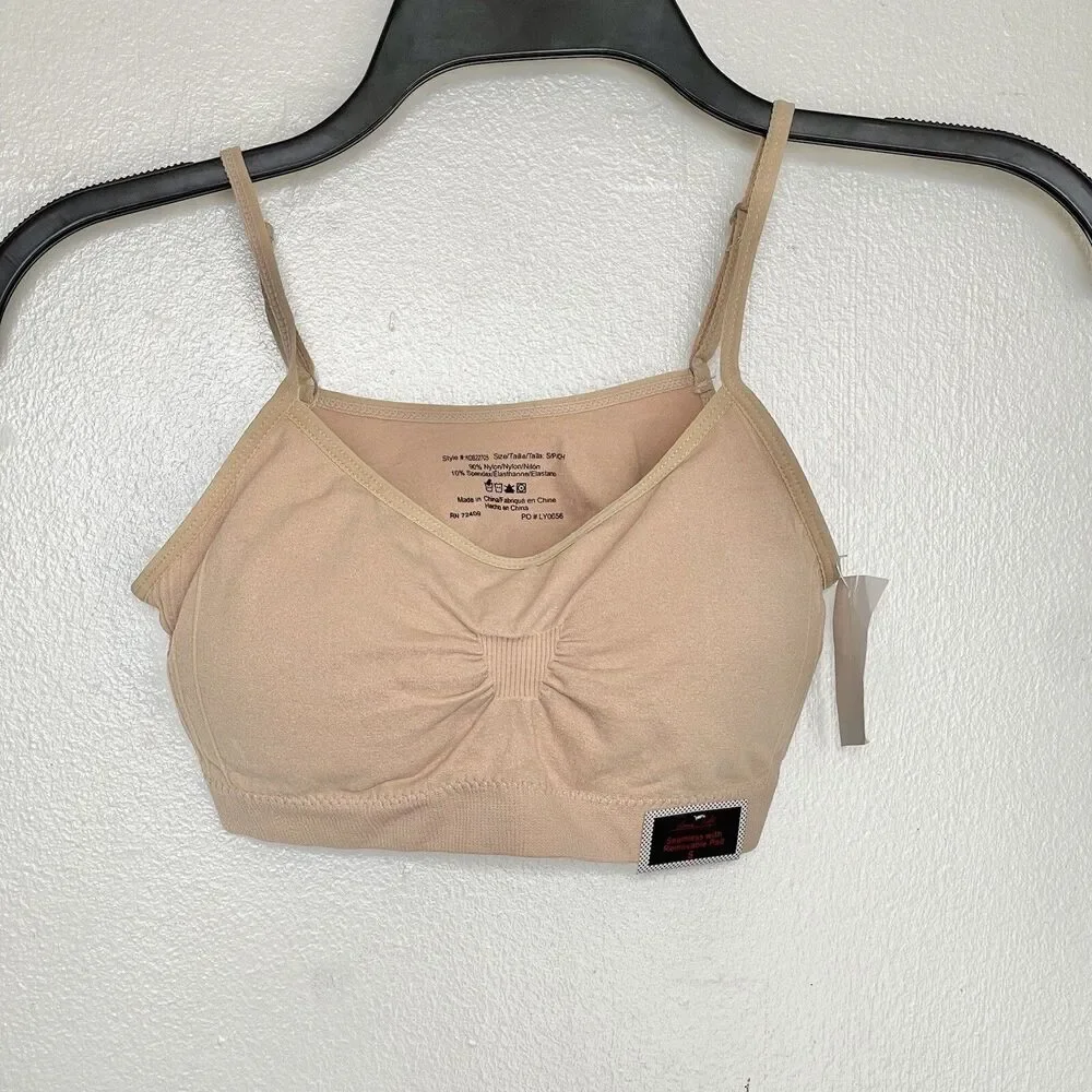 Rene Rofe Nude Padded Bra Size Small Sports Pleated Stretch Activewear Gym - Picture 6 of 12